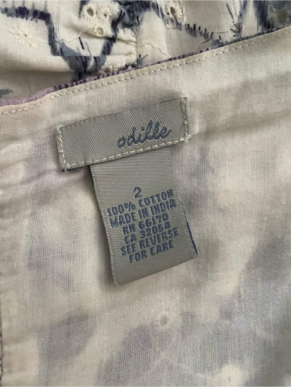 Odille Anthropologie White and purple floral eyelet tiered midi dress size 2 - Picture 10 of 11